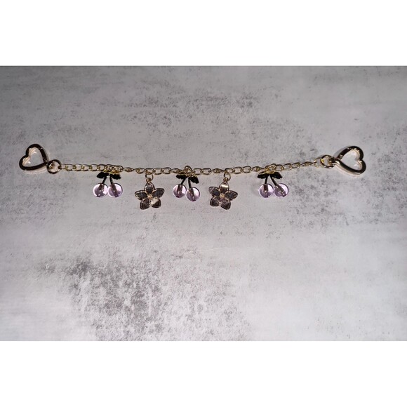Charmed in Cherries and flowers Purple purse Charm Novelty Chain Strap - Picture 3 of 8